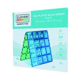 Cleverclixx | Magnetische tegels | Big plates blue green 2 stuks