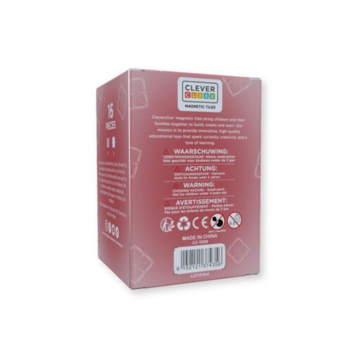Magnetische tegels | Glitter tiles | Transparant & pink | Cleverclixx | 16 stuks - Afbeelding 2