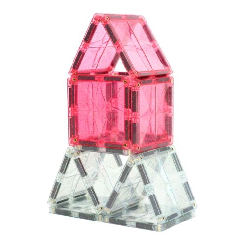 Magnetische tegels | Glitter tiles | Transparant & pink | Cleverclixx | 16 stuks - Afbeelding 5